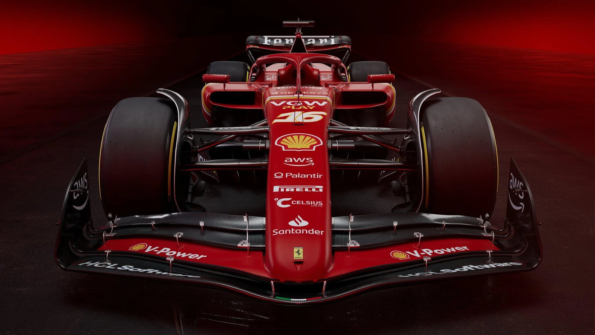 Vista frontale della nuova Ferrari SF-24